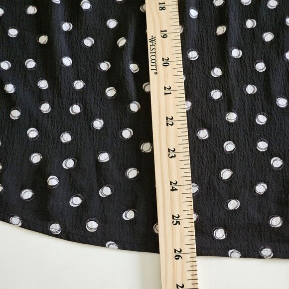 ELLE Top Women XL Black White Polka Dot Pull On Semi Sheer Flowy Flutter SS Boho - Picture 7 of 13